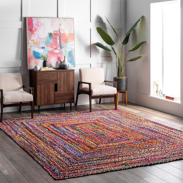 Tammara Colorful Braided Multi 4 ft. Indoor Square Area Rug
