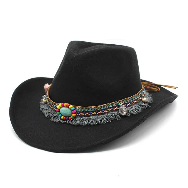 Classic Western Cowboy Hat Solid Color Jazz Style