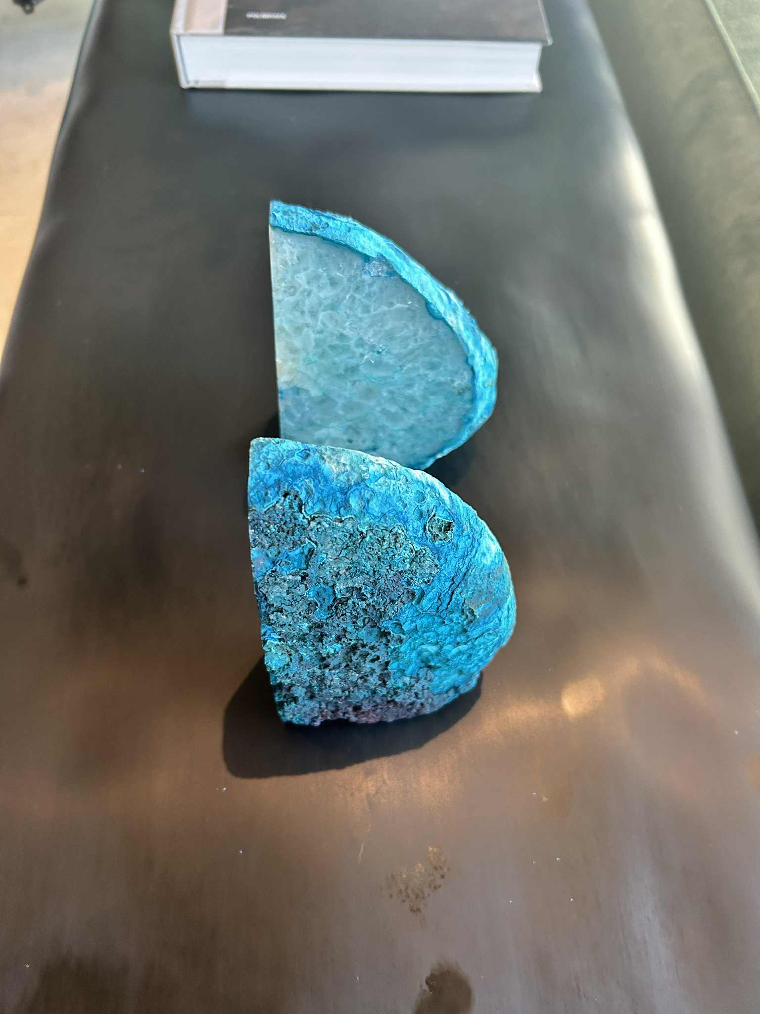 Blue Agate Geode Bookends
