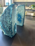 Blue Agate Geode Bookends