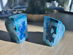 Blue Agate Geode Bookends